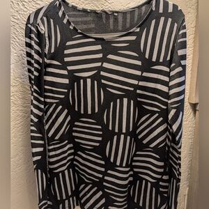 Marimekko Black and Gray Striped Top